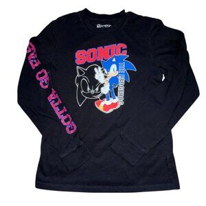 Sonic The Hedgehog Long Sleeve Graphic T-Shirt-Black-Size M-GUC
